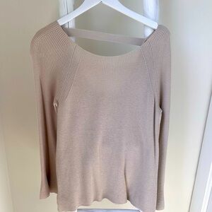 Loft Women’s Bar Bell Sleeve Taupe Long Sleeve Sweater SZ Large